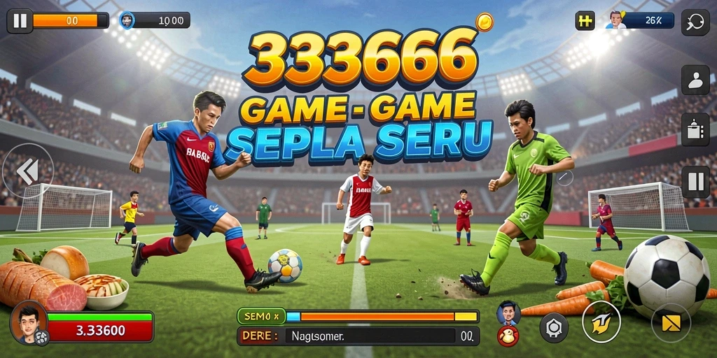 Gameplay 333666 menampilkan momen-momen seru dalam pertandingan sepak bola.
