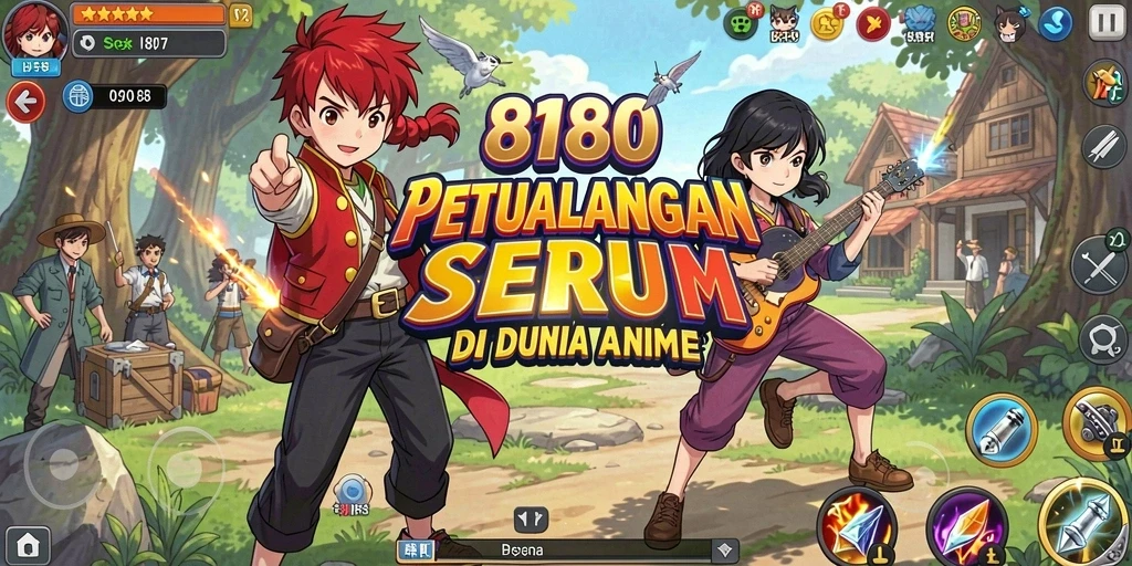 Gameplay 8180 yang menampilkan aksi seru dengan karakter anime.