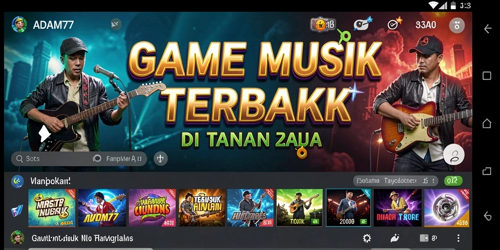 Screenshot gameplay ADAM77 menampilkan pemain asyik bermain musik.
