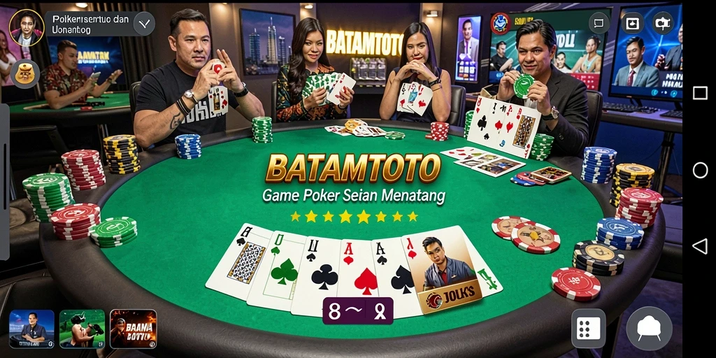 Screenshot gameplay BATAMTOTO yang menampilkan aksi Poker yang mendebarkan.