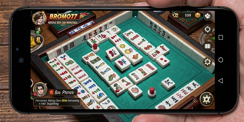 Screenshot gameplay BROMO77 menampilkan aksi Mahjong yang menarik.