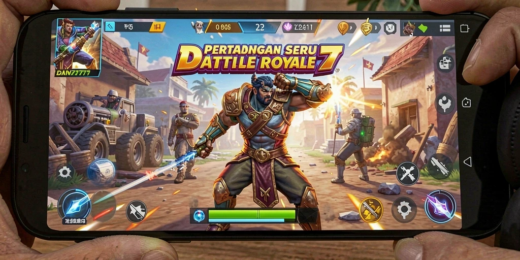 Tampilan aksi seru dalam game Battle Royale DAN777.