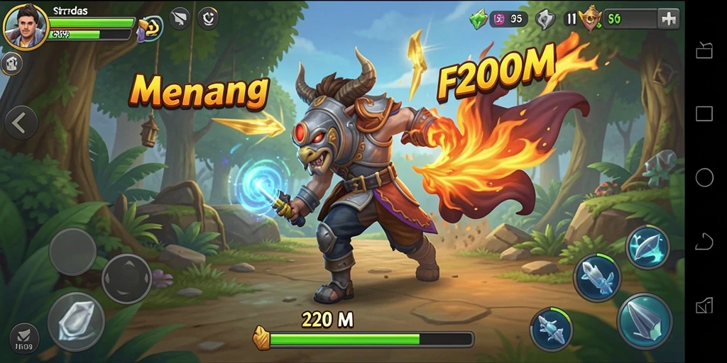 Tampilan gameplay menarik dalam F200M dengan strategi yang mendebarkan.