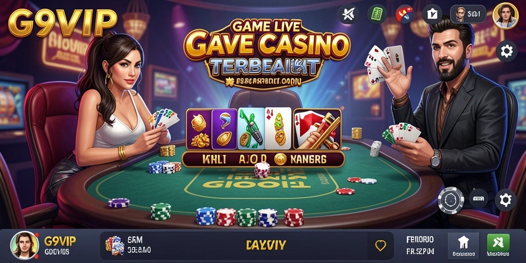 Screenshot gameplay G9VIP Live Casino dengan dealer langsung.