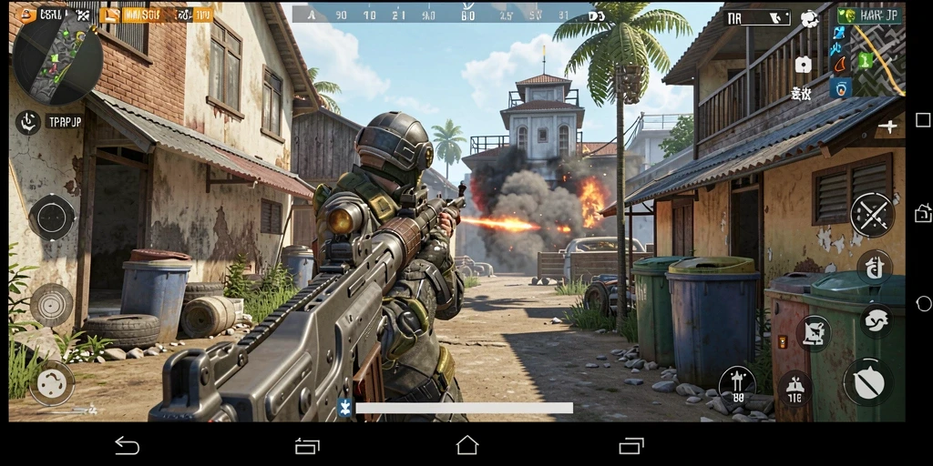 Tampilan gameplay penuh aksi dalam <strong>HARAPJP</strong> di mode TPS.