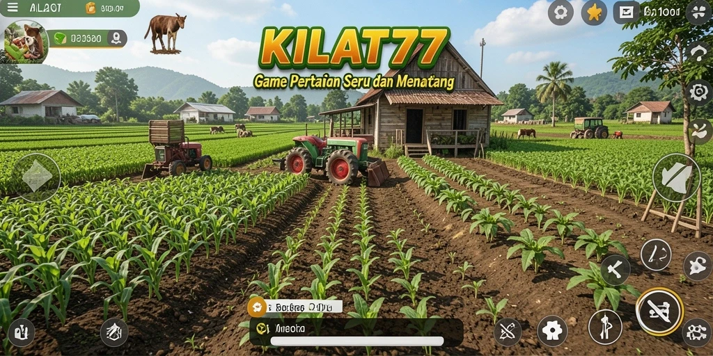 Screenshot gameplay KILAT77 menampilkan suasana pertanian yang hidup.