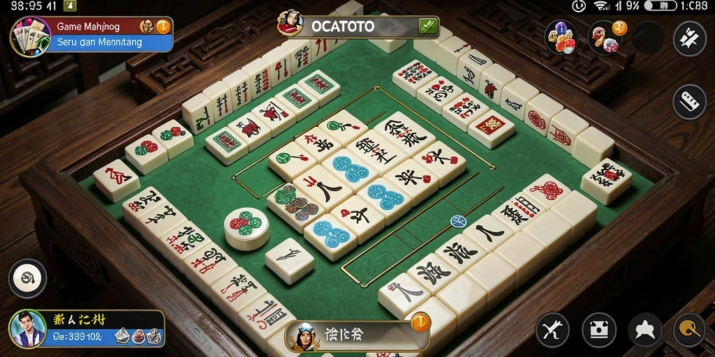 Tangkapan layar dari gameplay Mahjong yang menarik di OCATOTO.