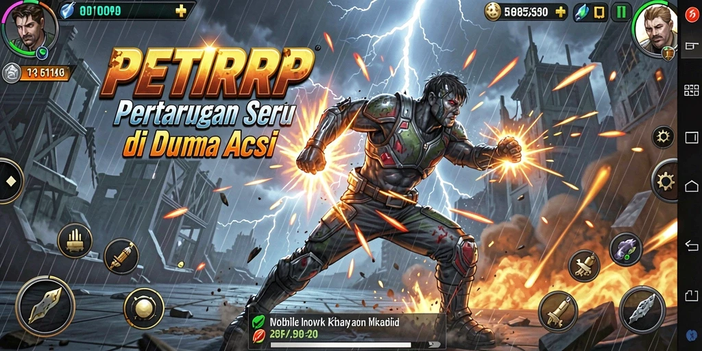 Tangkapan layar utama PETIRRP menampilkan aksi intens dan grafis yang menawan.