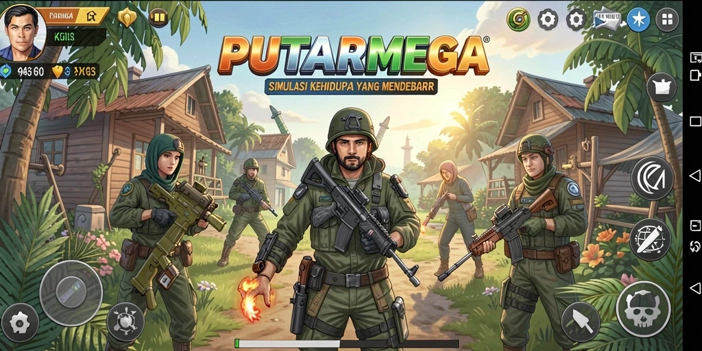 Tampilan menarik gameplay PUTARMEGA dengan interaksi karakter yang dinamis.