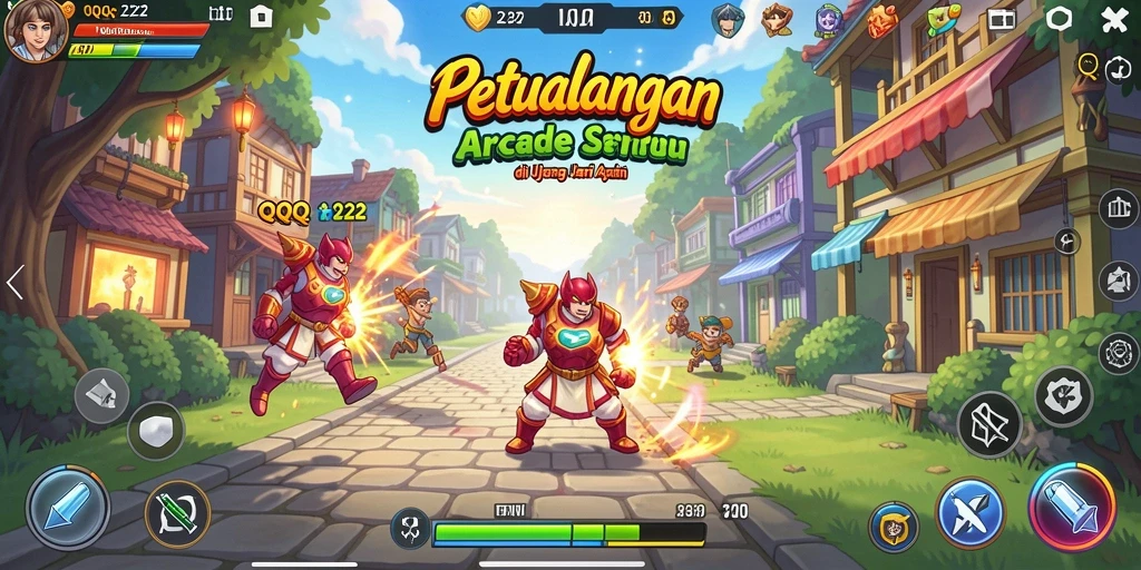 Tampilan gameplay dinamis dan warna-warni dari QQ222.