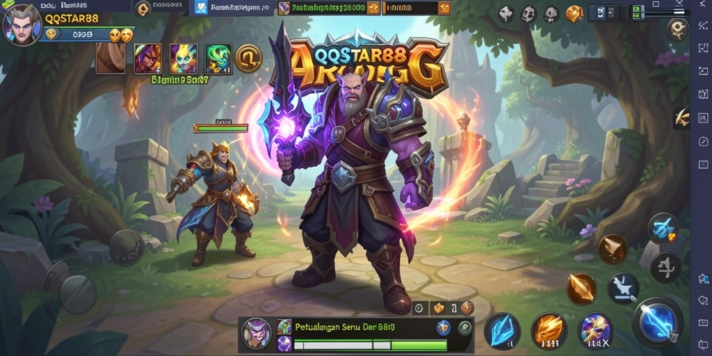 Tangkapan layar menampilkan pertarungan epik dalam dunia ARPG QQSTAR88.