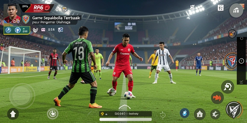 Tampilan gameplay RP66 yang penuh aksi dalam pertandingan sepakbola.