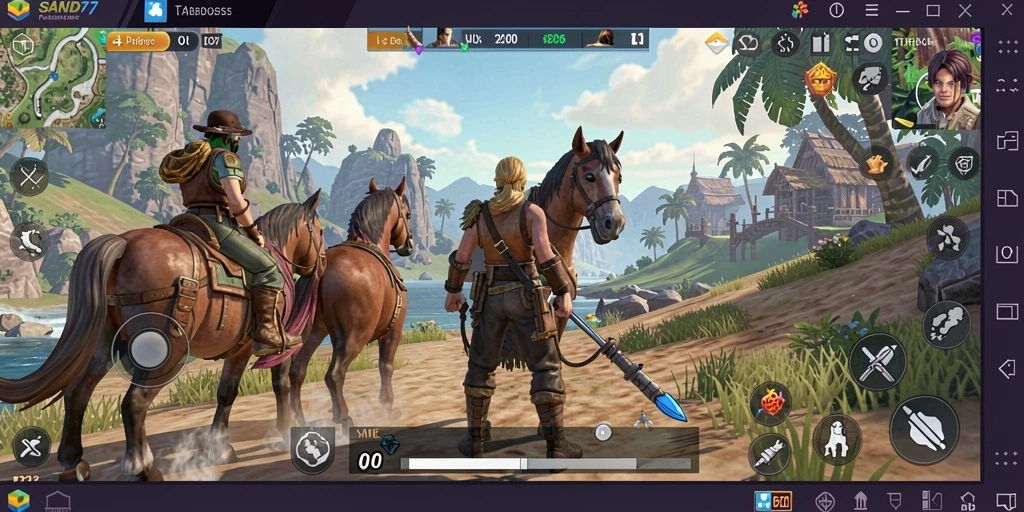 Tampilan gameplay SAND77 yang menakjubkan di dunia terbuka.