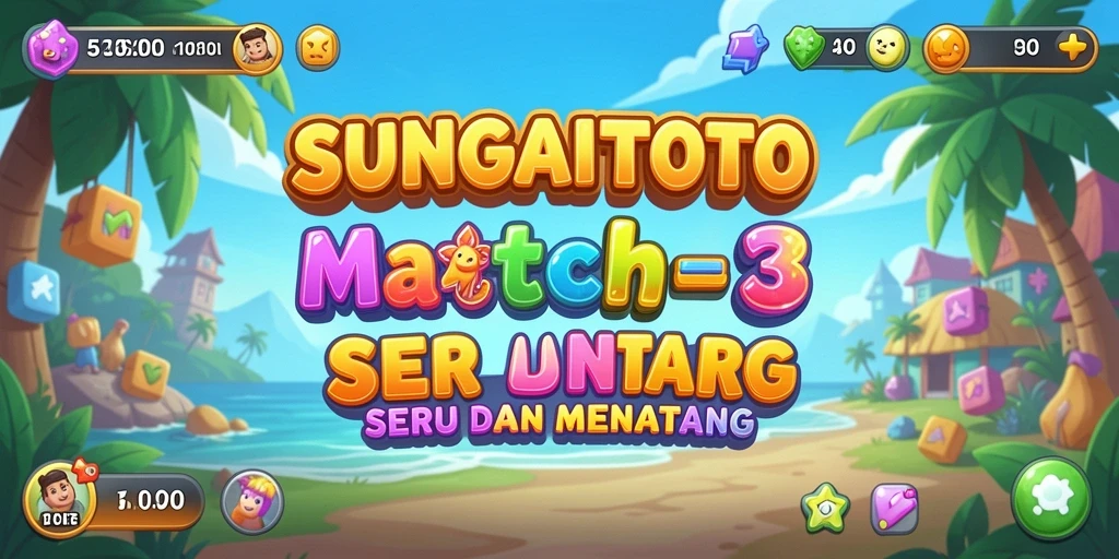 Gameplay SUNGAITOTO menampilkan elemen Match-3 yang menantang dan seru.