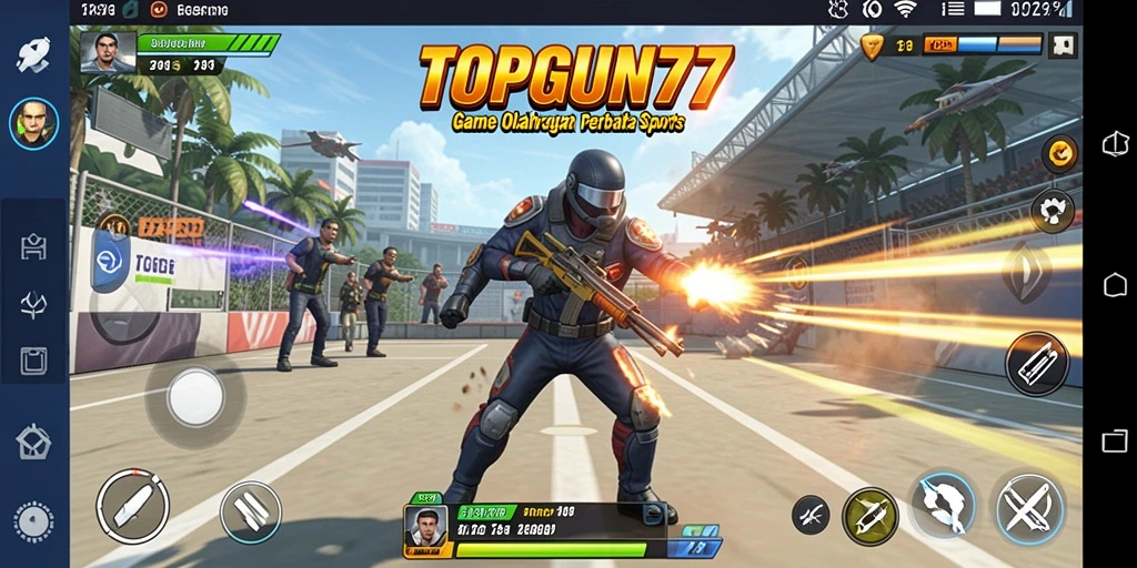 Tampilan gameplay seru dan kompetitif dari TOPGUN77.